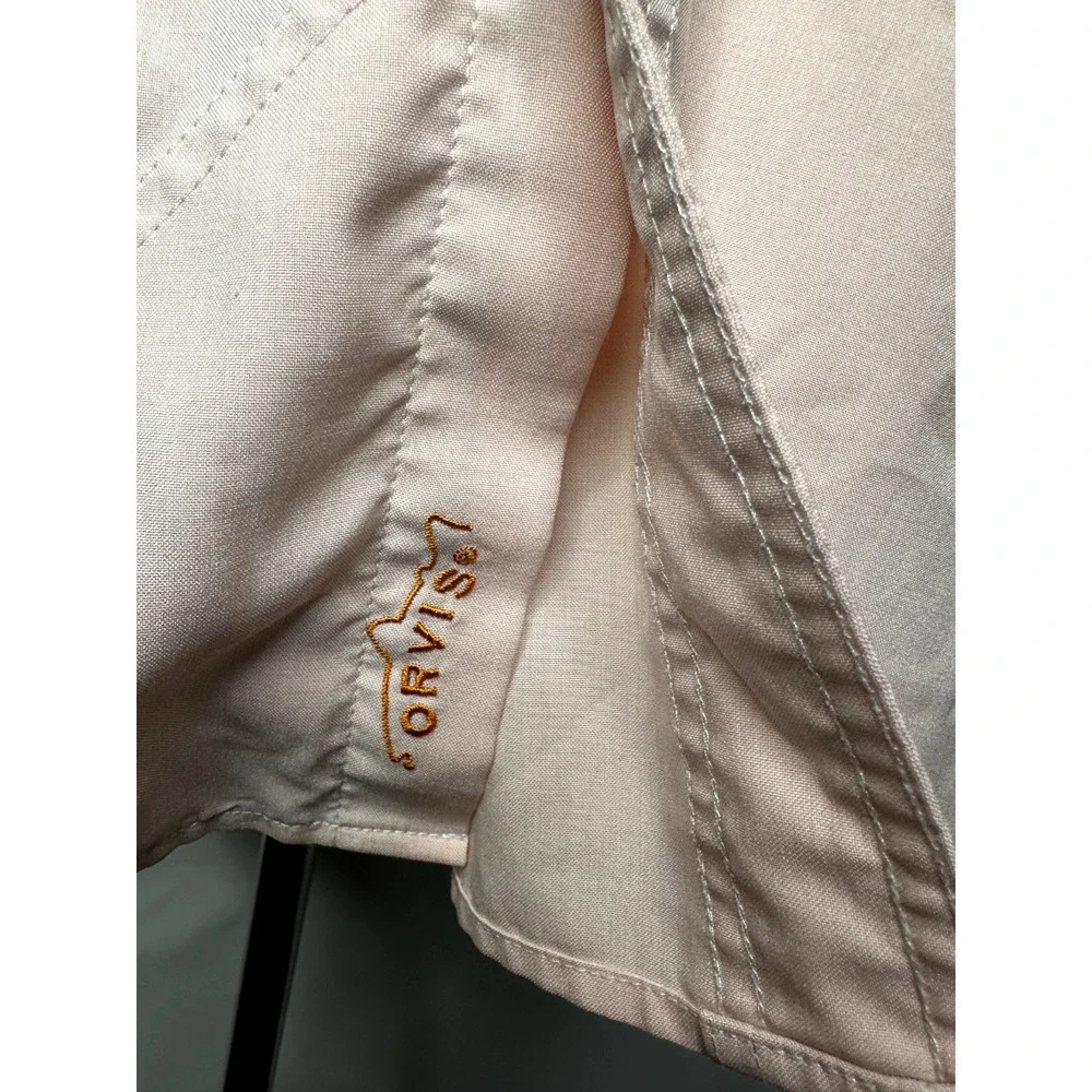 Orvis Shirt Mens Large Pink Vented Outdoors Polyester Fishing hiking Camp